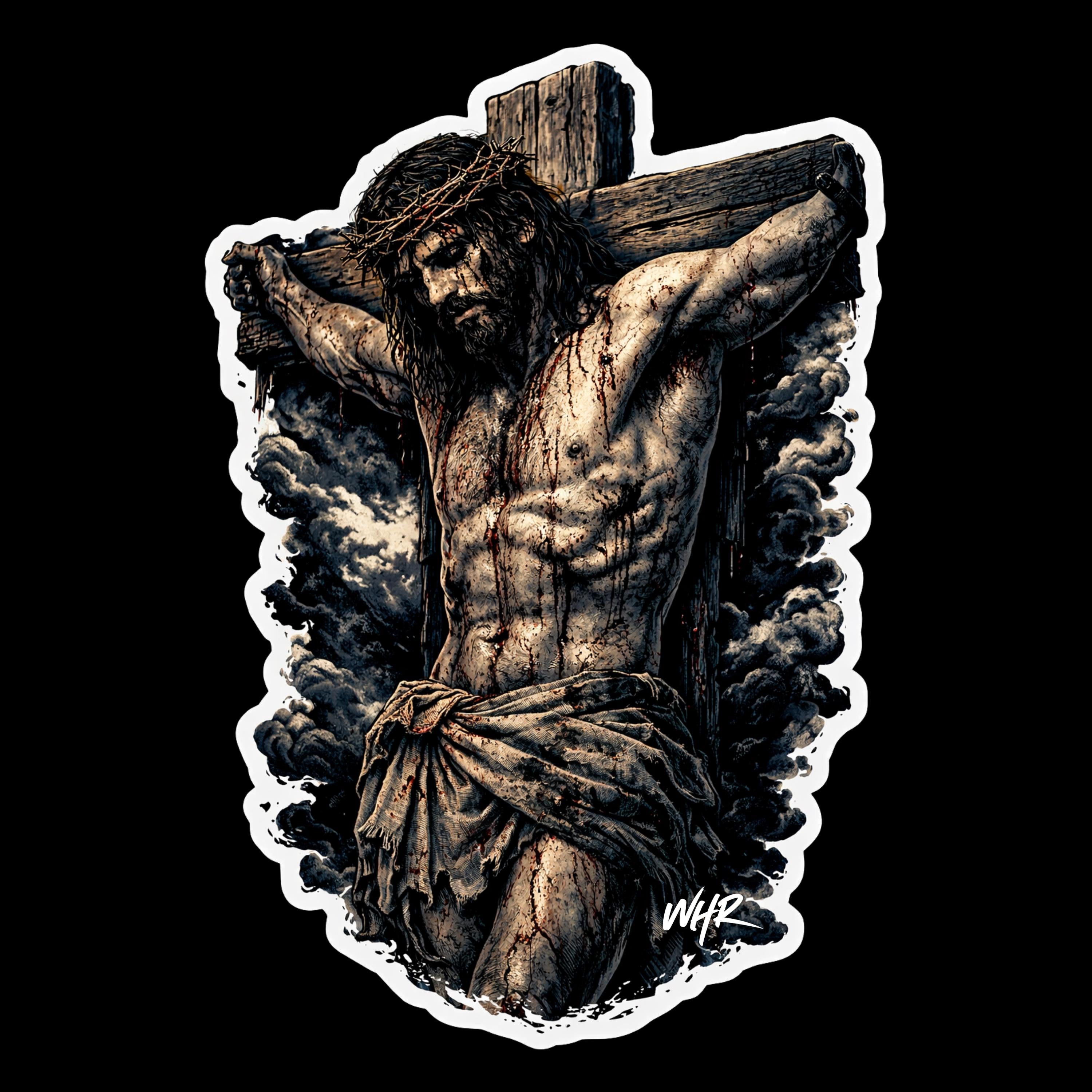 Jesus Crucifixion Sticker: Christian Faith, Religious Cross Art, Waterproof Vinyl Decal
