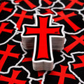 Red Crusader Cross Sticker, Waterproof Vinyl Faith Decal (Laptop, Car)