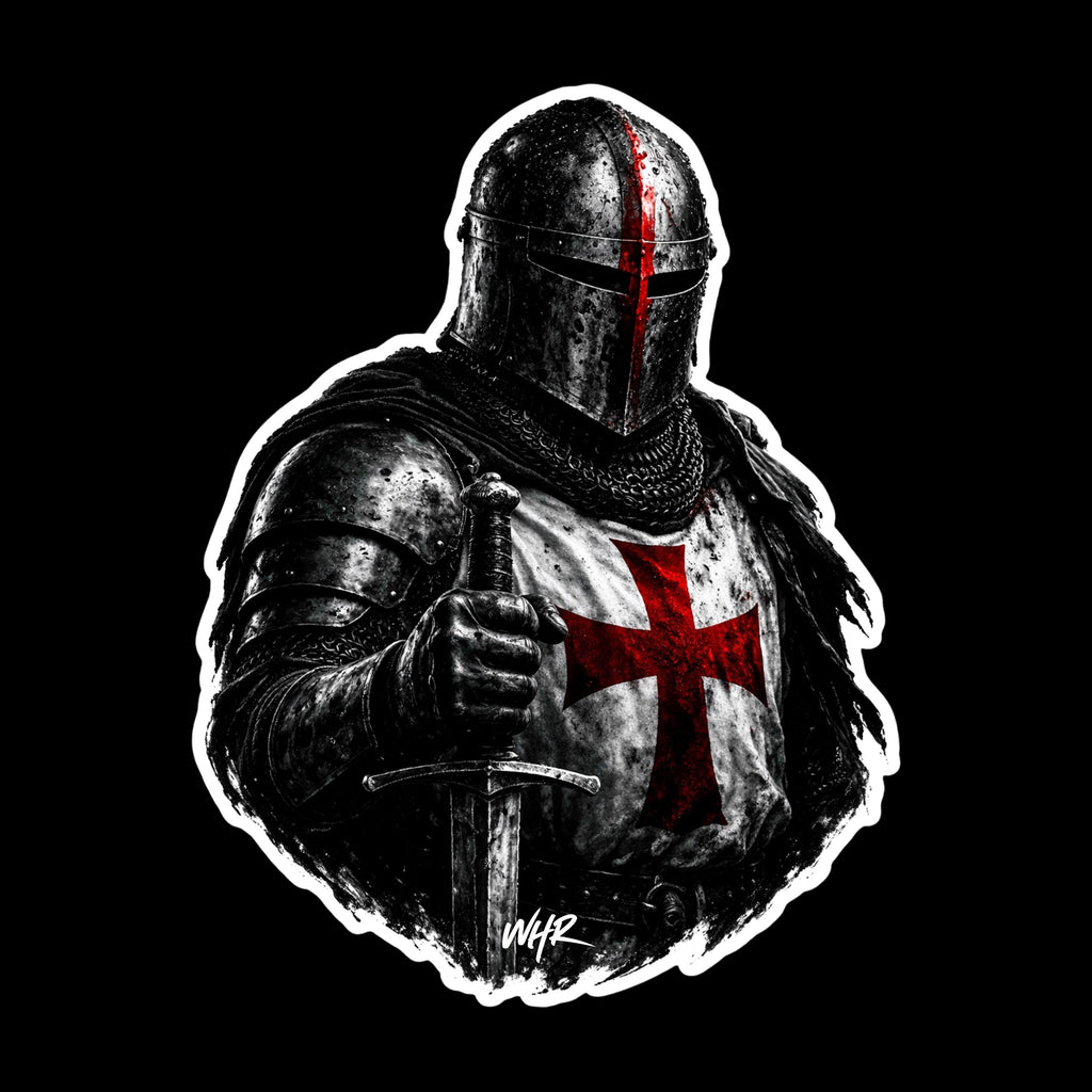 Crusader Knight Templar Cross Vinyl Sticker, Medieval Warrior Faith Decal (Waterproof)
