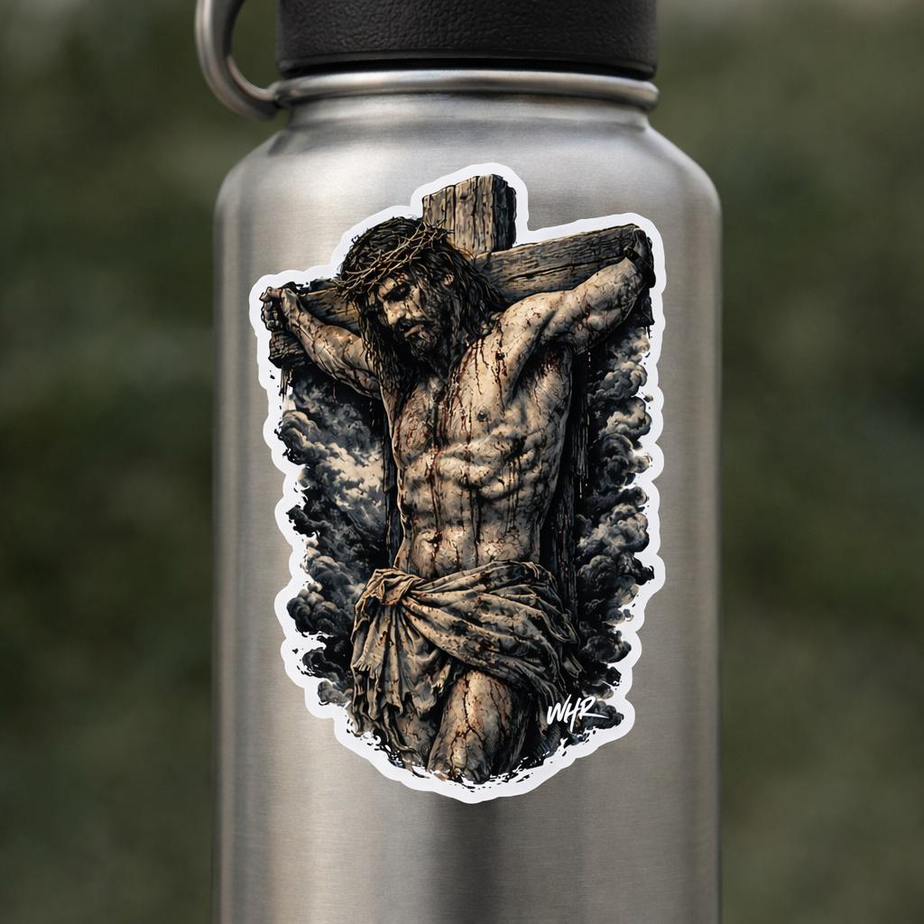 Jesus Crucifixion Sticker: Christian Faith, Religious Cross Art, Waterproof Vinyl Decal
