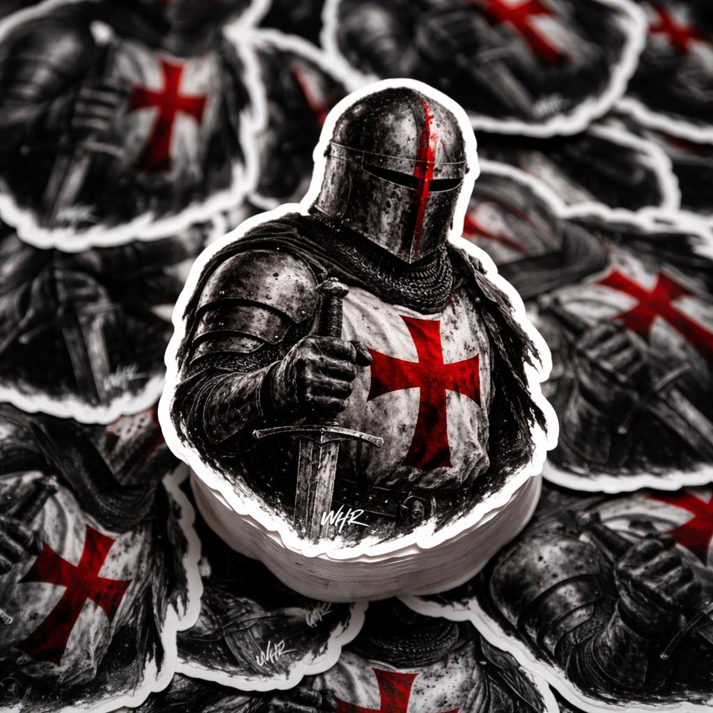 Crusader Knight Templar Cross Vinyl Sticker, Medieval Warrior Faith Decal (Waterproof)