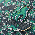Horror Sticker, Zombie Hand Typing, Tech Decal, Waterproof Vinyl Laptop Sticker
