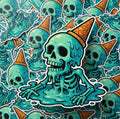 Skull Sticker, Melting Skeleton Ice Cream, Spooky Decal, Waterproof Vinyl Laptop Sticker