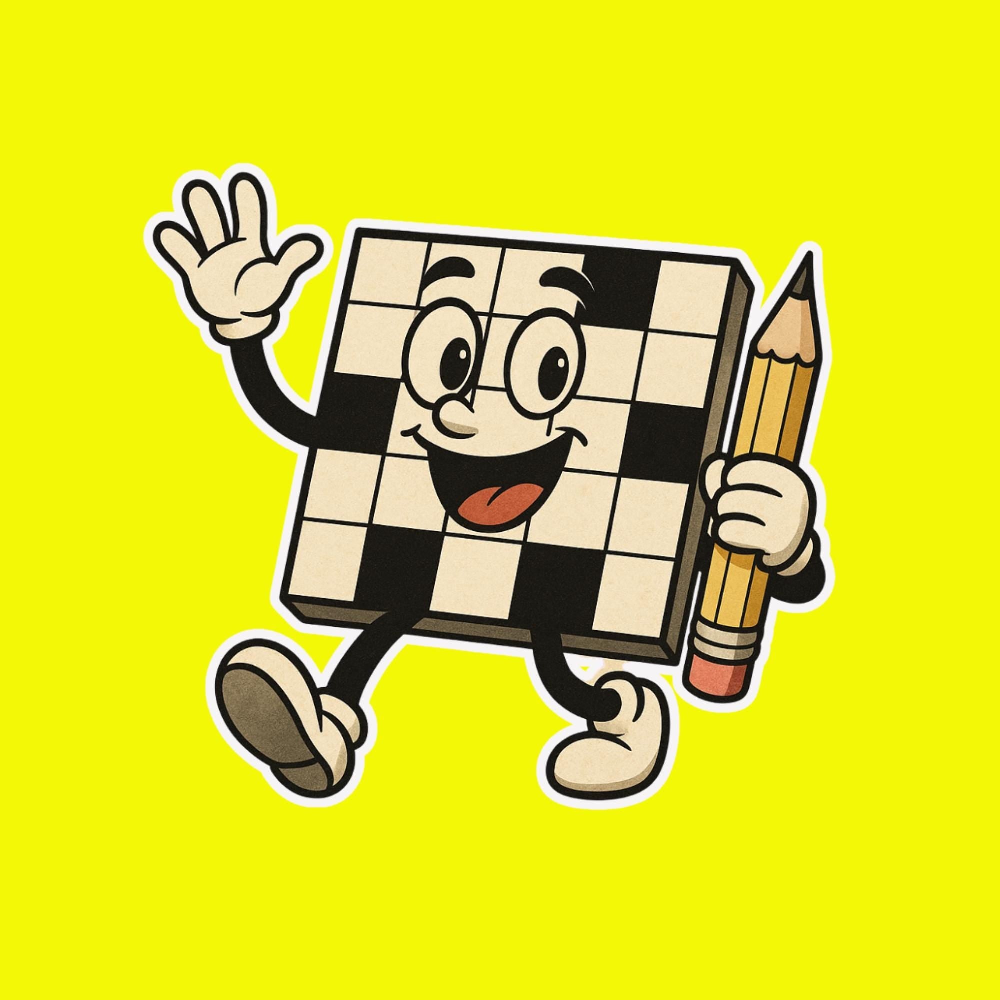 Crossword Puzzle Character Sticker, Funny Word Game Vinyl Decal (Waterproof)