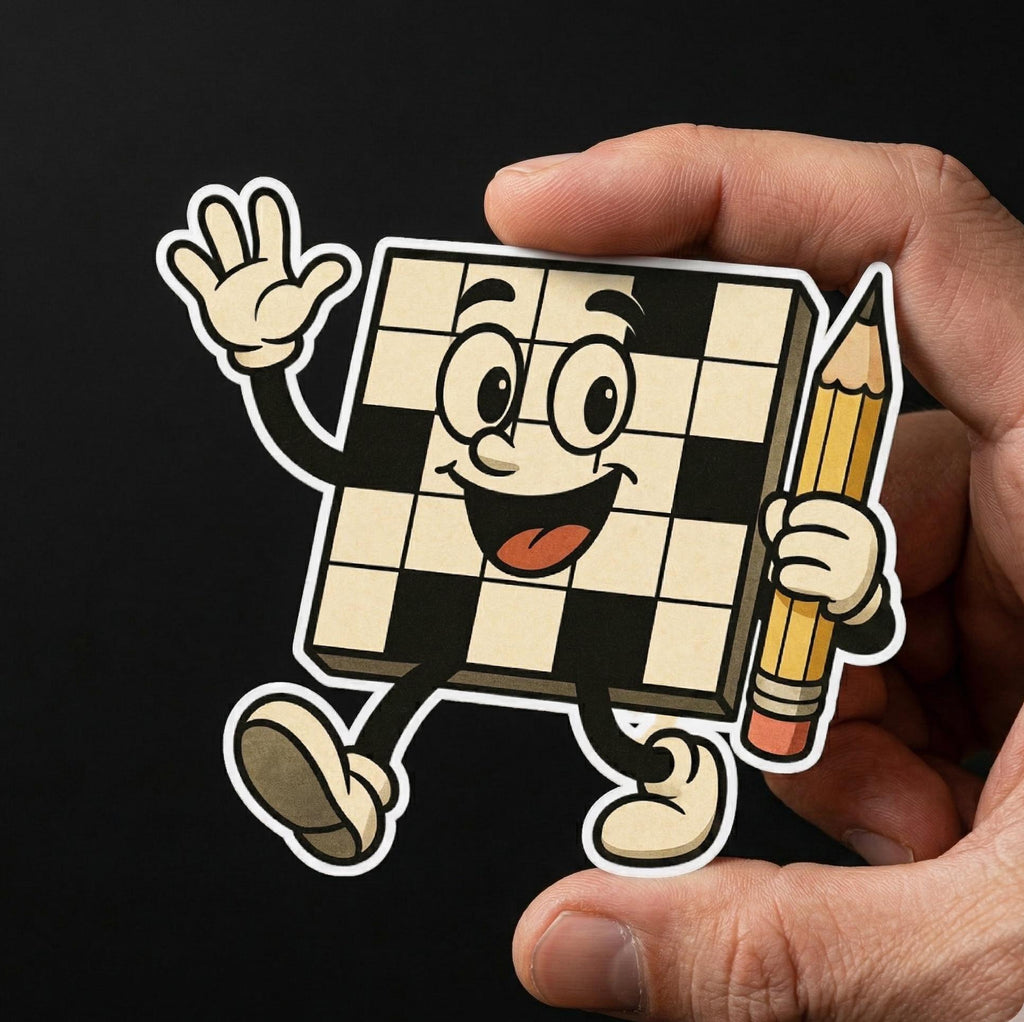 Crossword Puzzle Character Sticker, Funny Word Game Vinyl Decal (Waterproof)