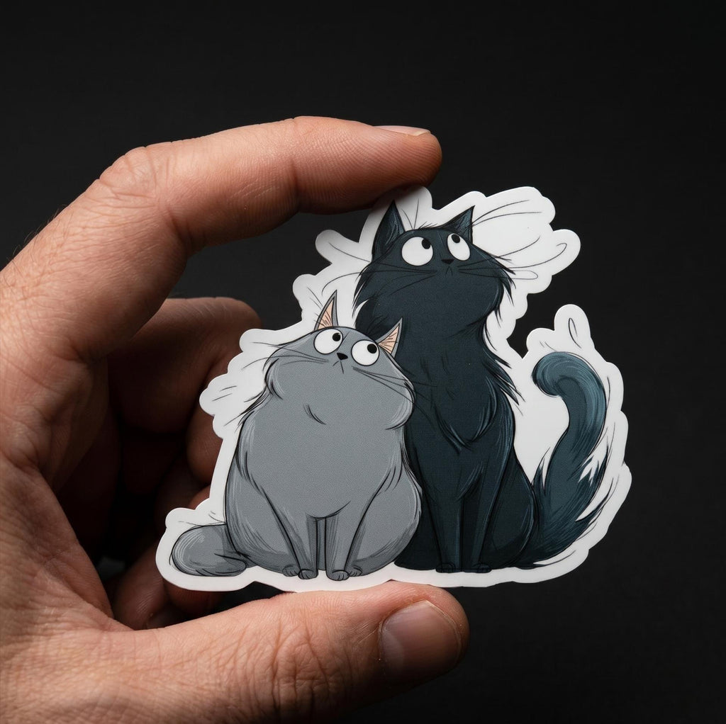 Maggie Molly Grey Cats Vinyl Sticker, Adorable Duo Decal (2.5"x2.5")
