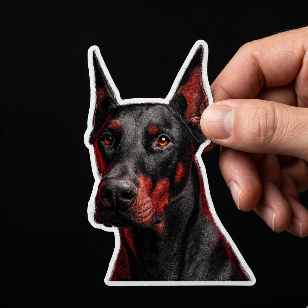 Dog Owner Gift, Majestic Doberman Pinscher Sticker, Noble Dog Graphic Vinyl Decal