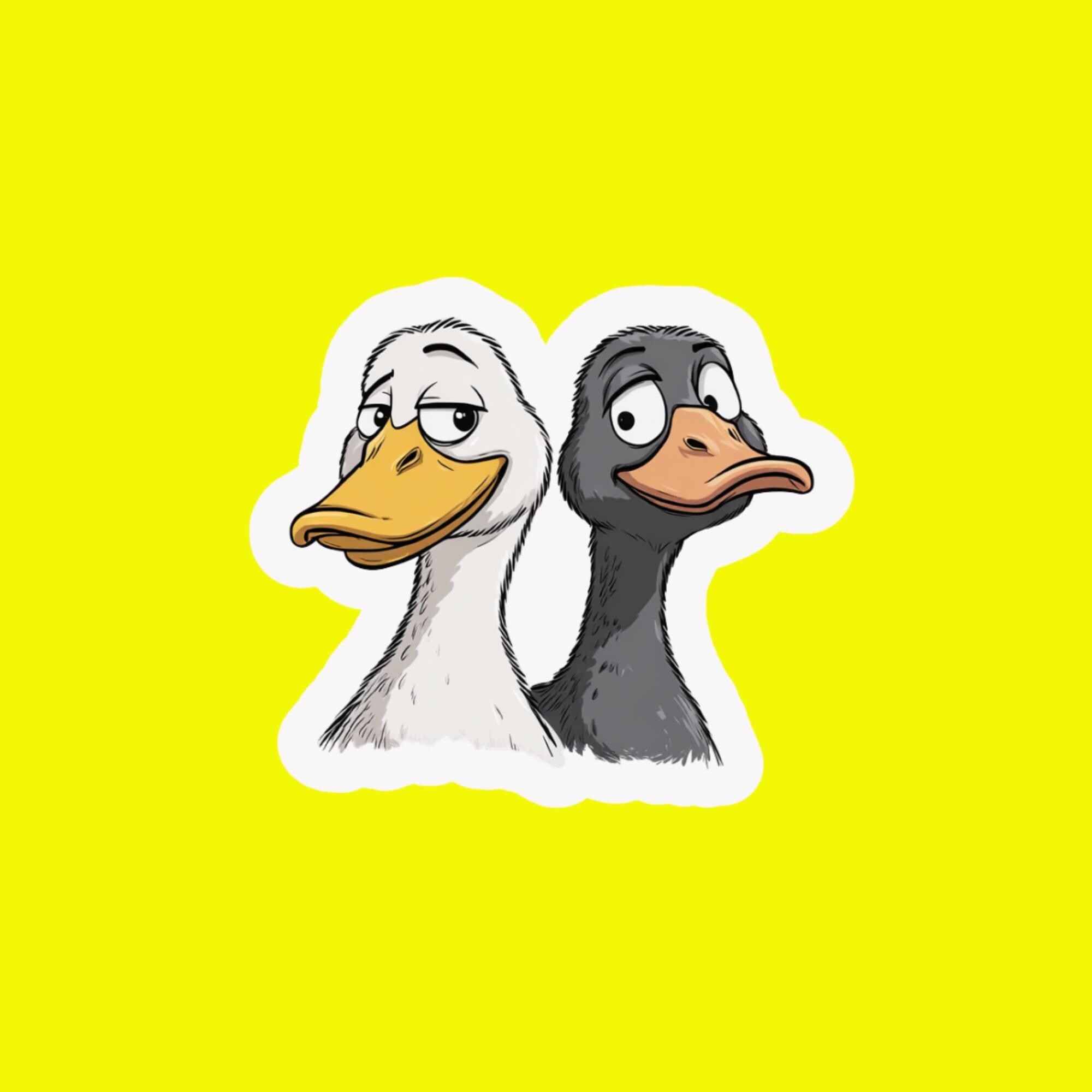 Duck, Drake and Dolly Duo Sticker, Cute Duck Friends, Fun Duck Pair Meme Decal for Laptop Water Bottle, Adorable Duck Design