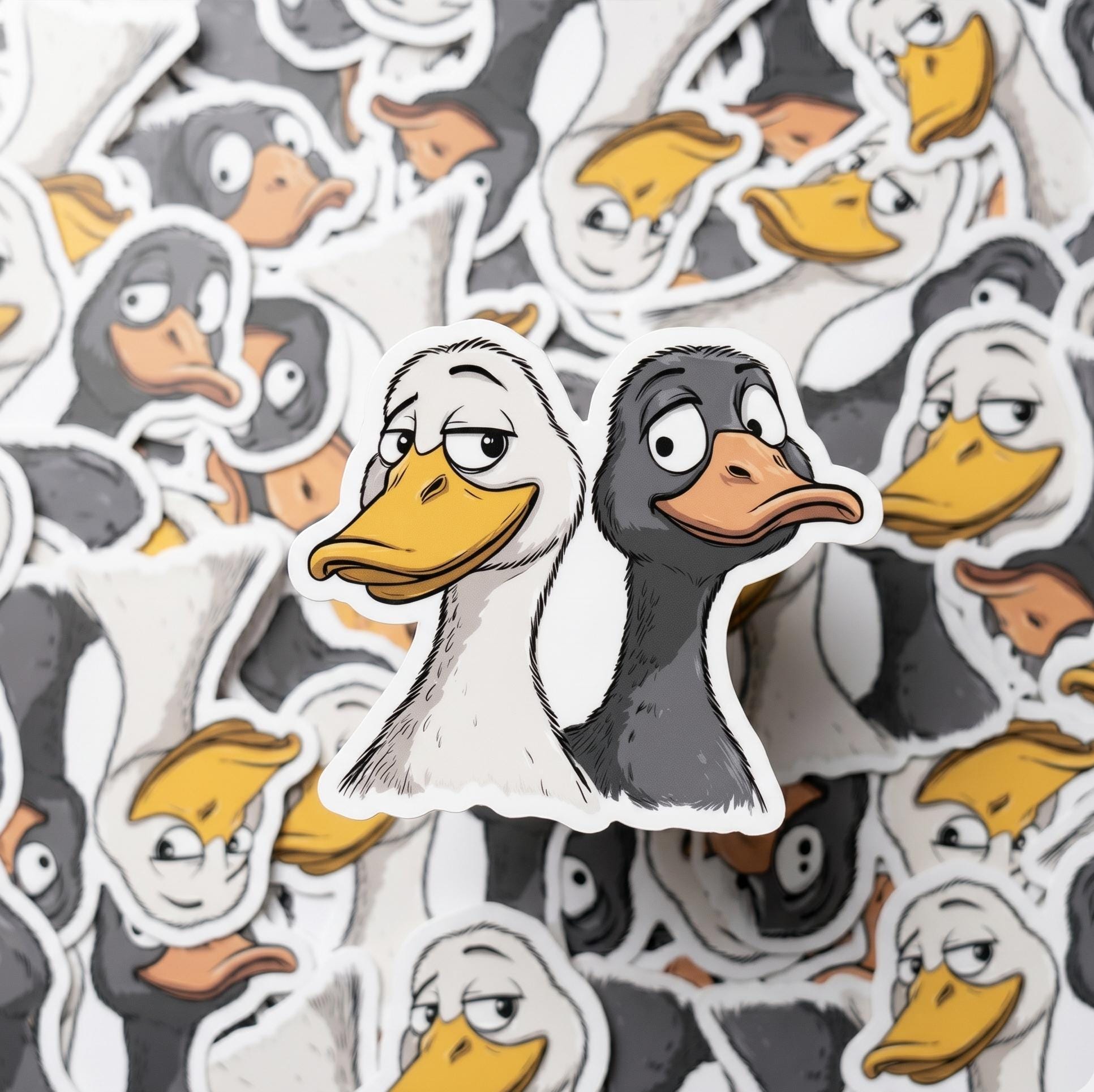 Duck, Drake and Dolly Duo Sticker, Cute Duck Friends, Fun Duck Pair Meme Decal for Laptop Water Bottle, Adorable Duck Design