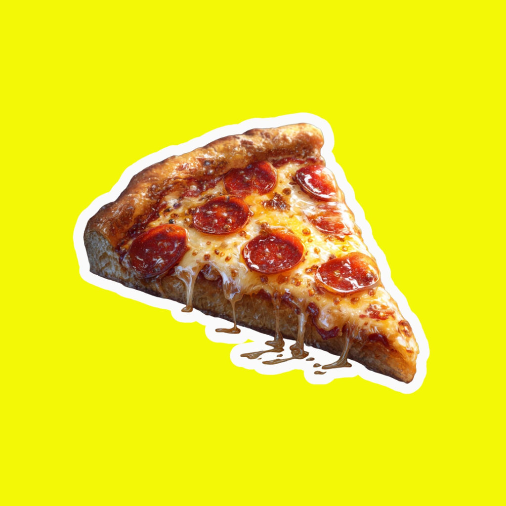 Cheesy Pepperoni Pizza Slice Sticker, Yummy Food Decal, Waterproof Vinyl Laptop Sticker