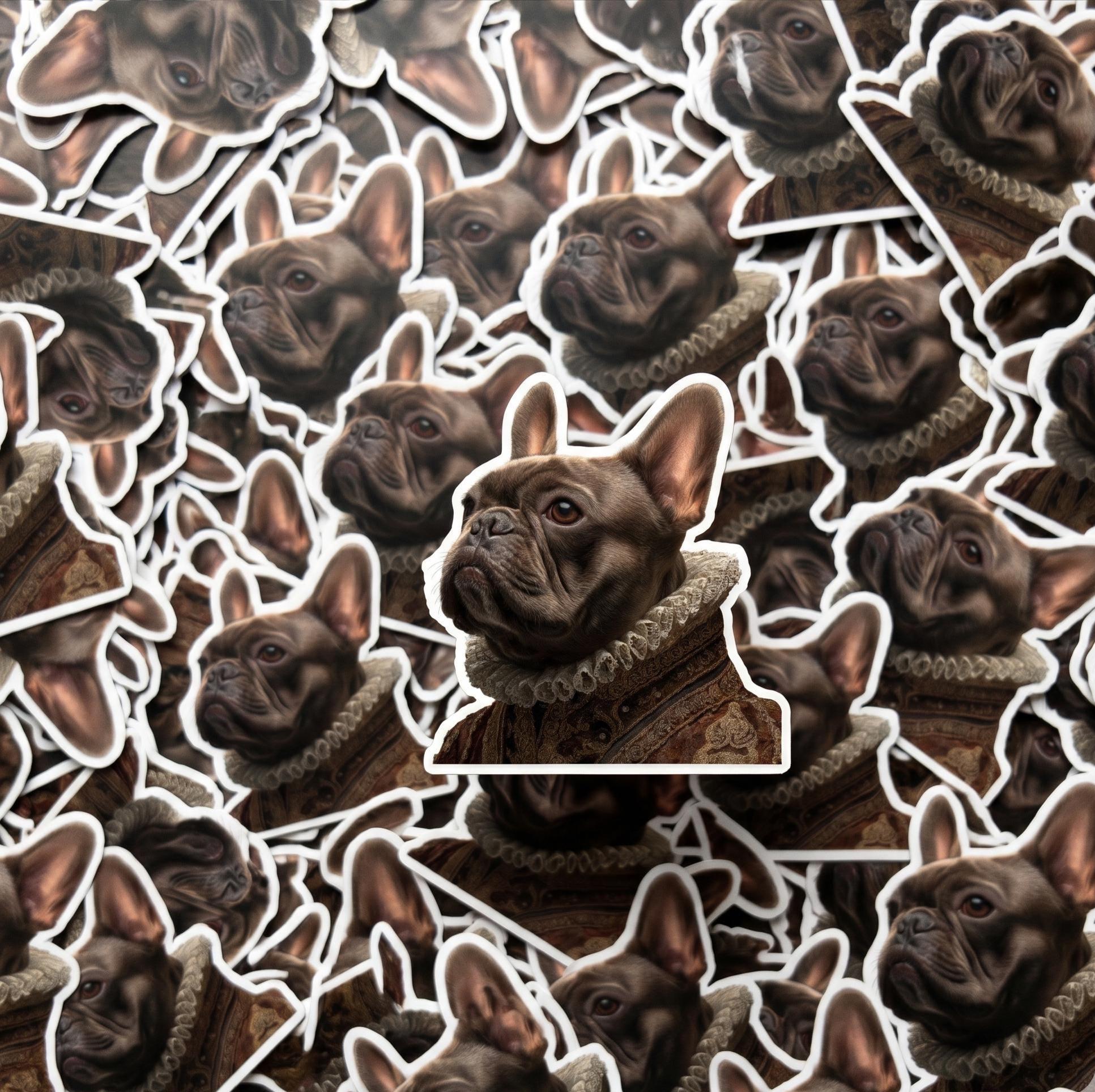 French Bulldog Regal Attire Vinyl Sticker, Medieval Dog Decal (Waterproof)