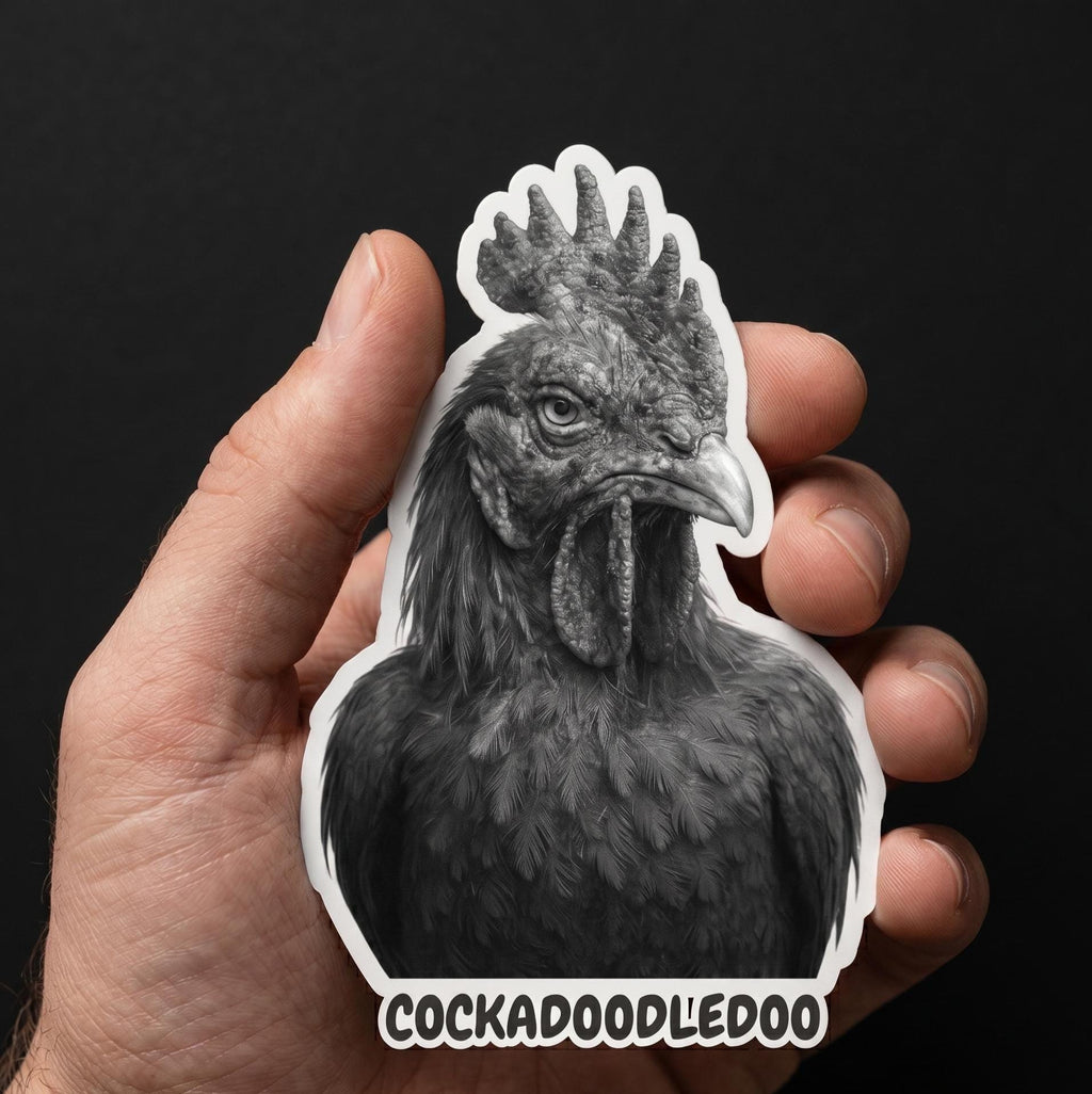 Funny Chicken, Grumpy Rooster Sticker, Funny Bird Meme Decal, Farm Humor Vinyl (2.5" x 2.5")