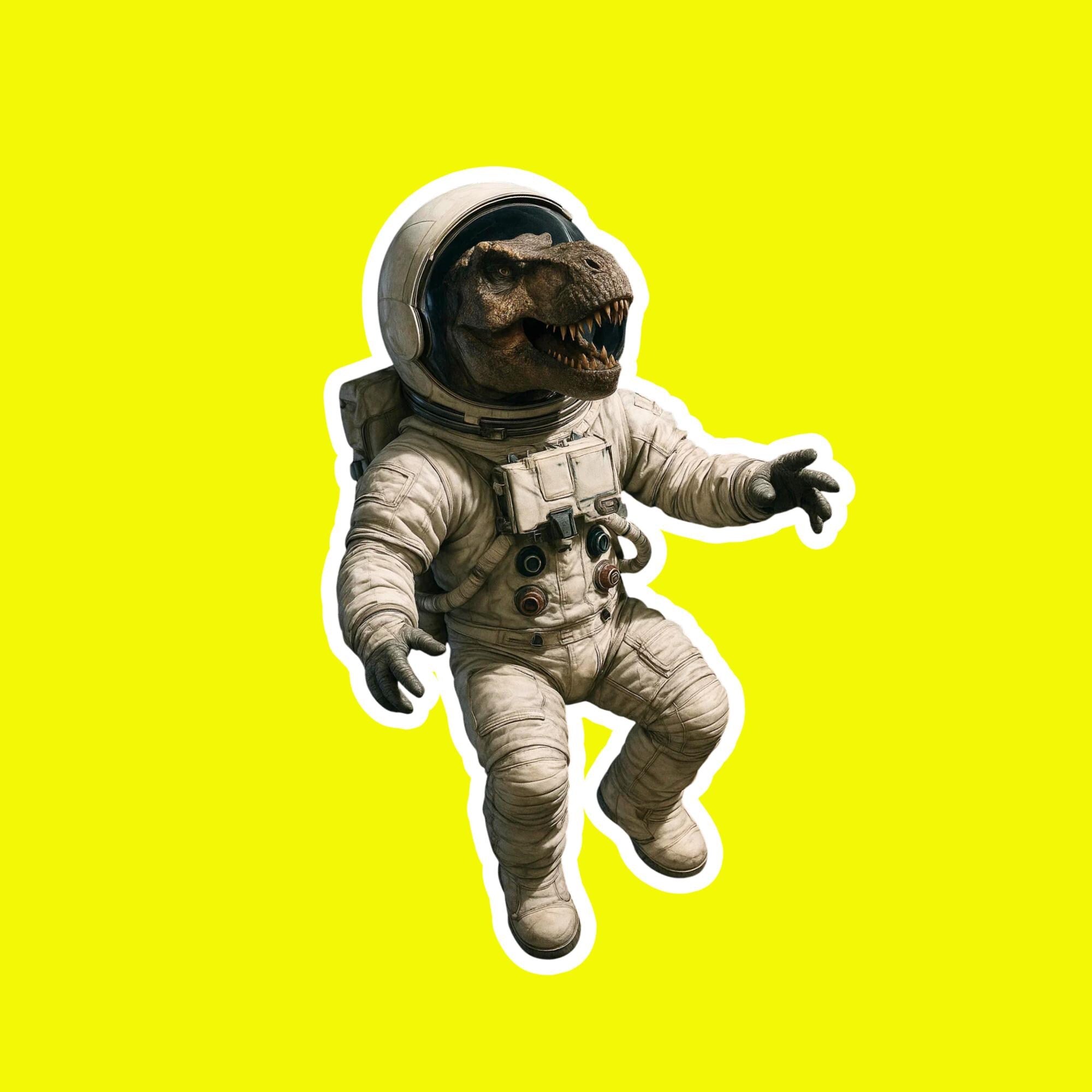 T-Rex in Space Suit Sticker, Dinosaur Galaxy Vinyl Decal (Waterproof)