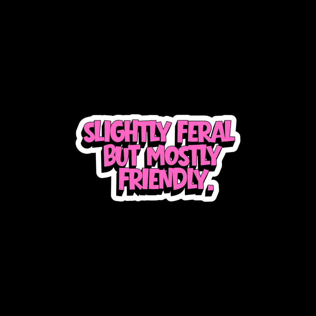 Water Bottle Sticker, Slightly Feral Mostly Friendly Quote Sticker, Waterproof Vinyl Decal