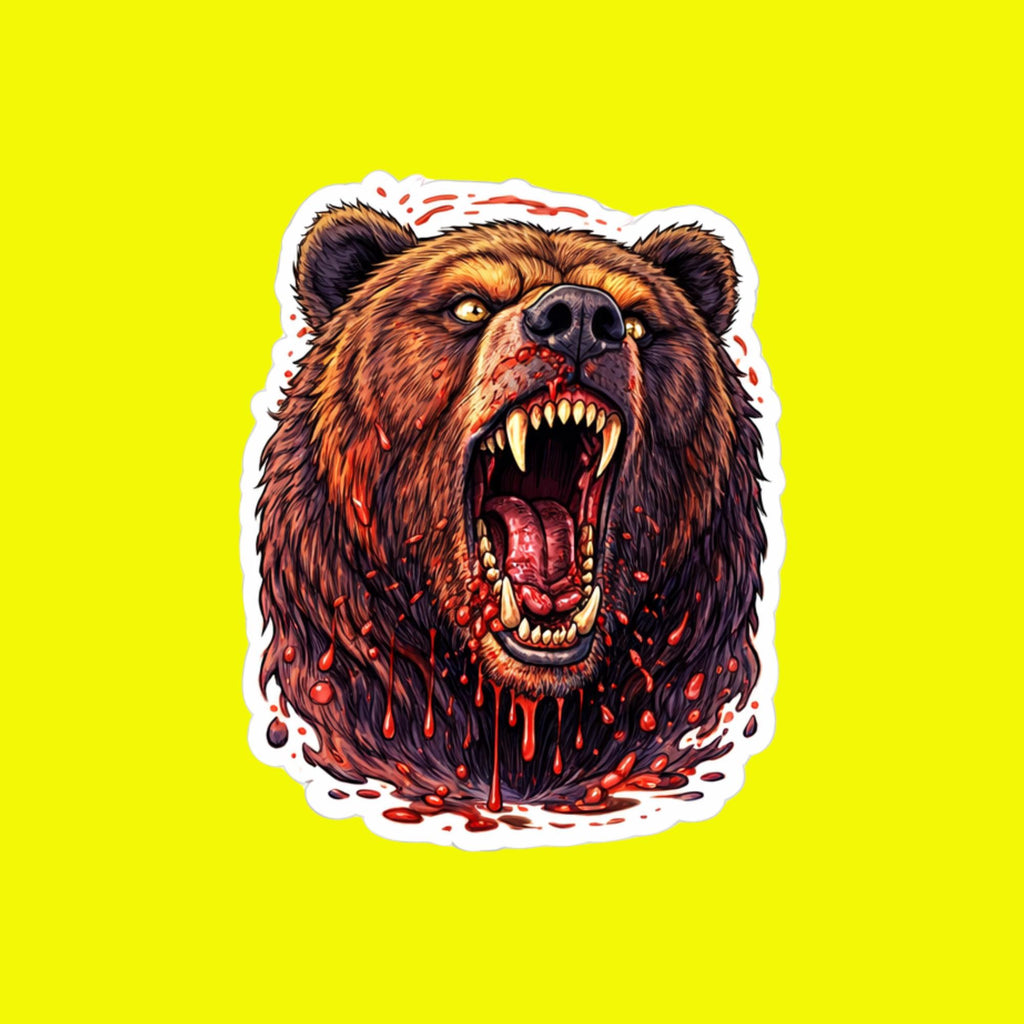 Fierce Grizzly Bear Attack Sticker, Waterproof Vinyl Wildlife Decal