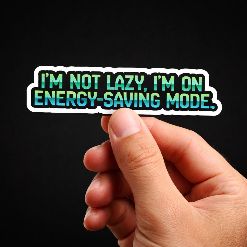 Water Bottle Sticker, Energy Saving Mode Funny Quote, Laptop Decal
