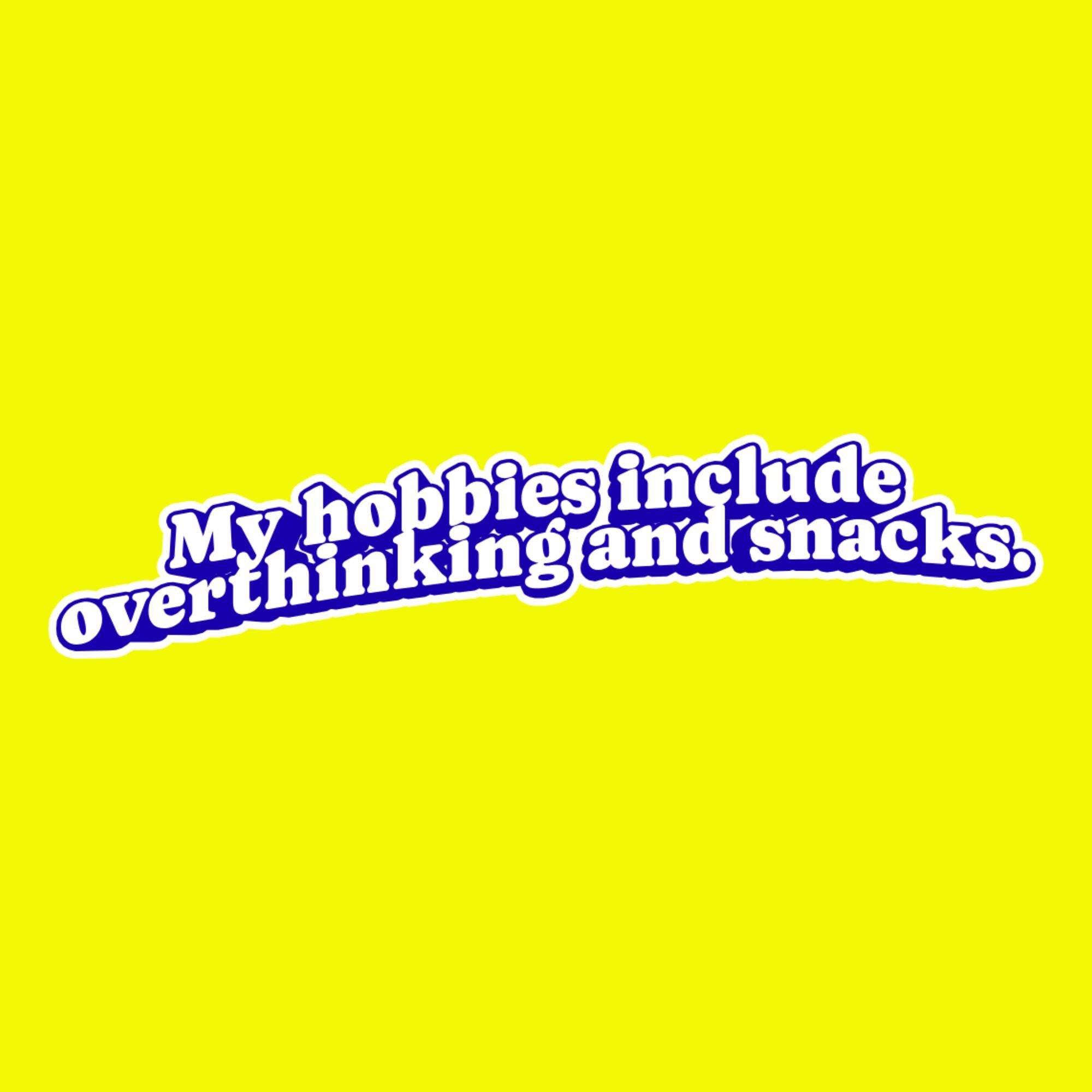 Water Bottle Sticker, Overthinking and Snacks, Funny Relatable Meme Decal, Laptop sticker