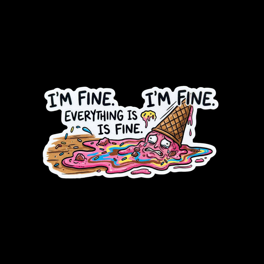 Water Bottle Sticker, Melting Ice Cream, Sarcastic Humor Decal, Waterproof Vinyl (2.5"x2.5")