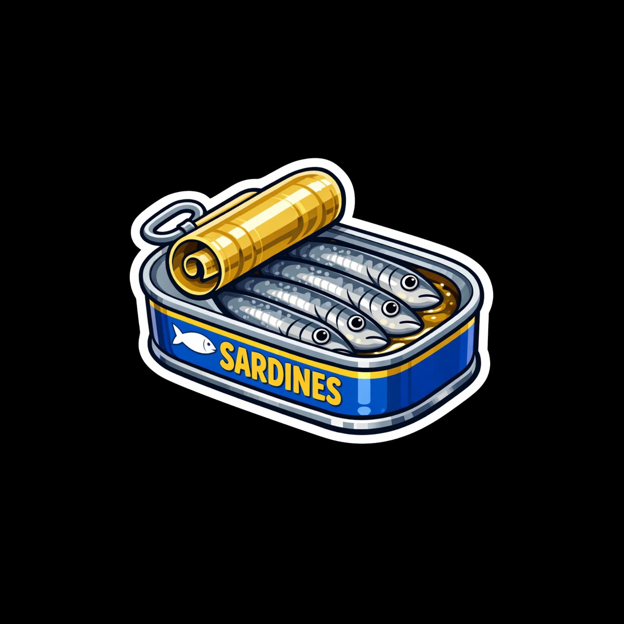Food Sticker, Quirky Sardines Can, Vintage Seafood Decal, Waterproof Vinyl Laptop Art