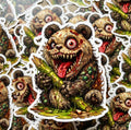 Horror Sticker, Mutant Panda, Creepy Monster Decal, Weird Animal Vinyl Art (2.5"x2.5")