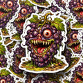 Horror Sticker, Mutant Grape, Creepy Fruit Monster Decal, Weird Absurd Vinyl Sticker
