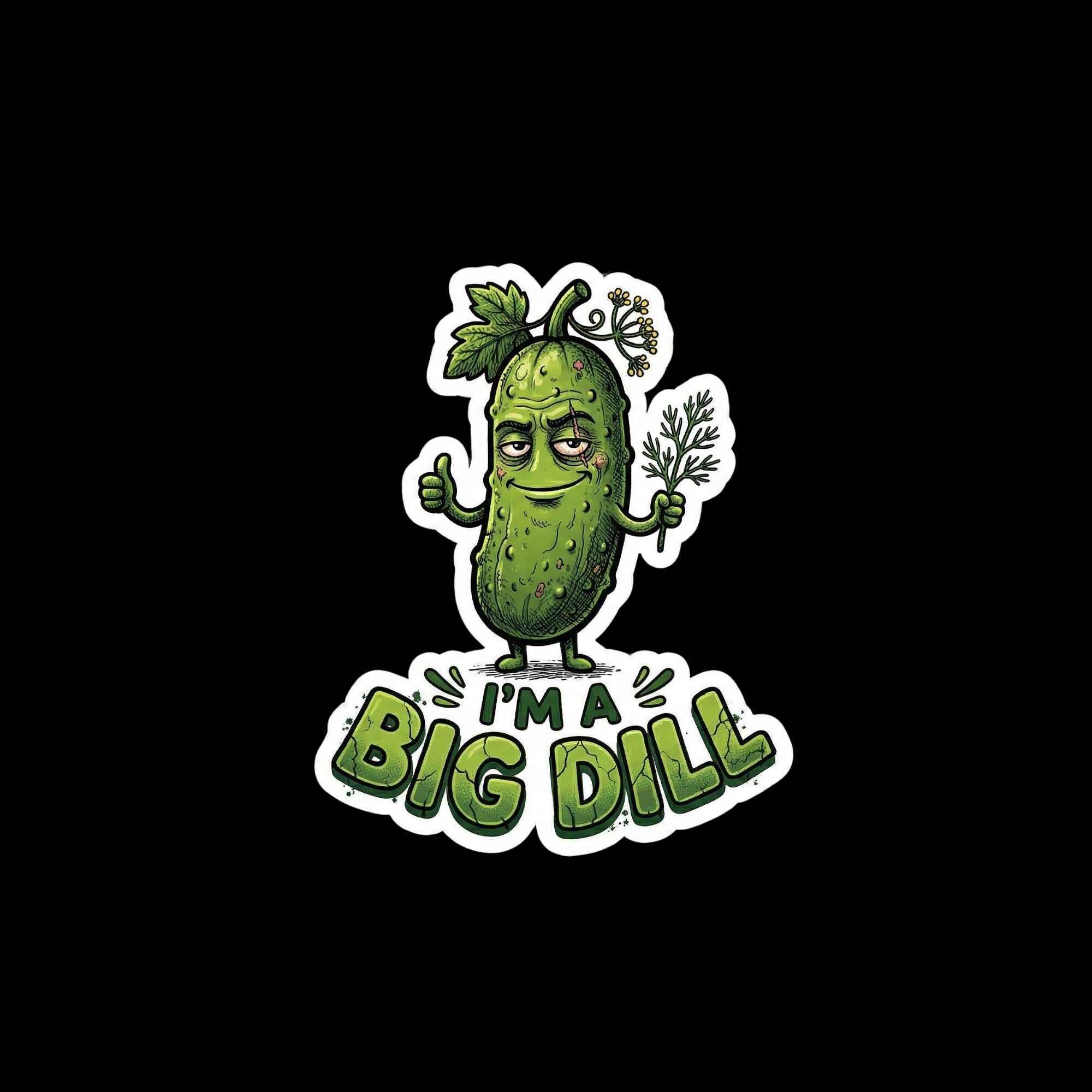 Pickle, I'm A Big Dill Sticker, Funny Pun Food Decal, Waterproof Vinyl Laptop Sticker