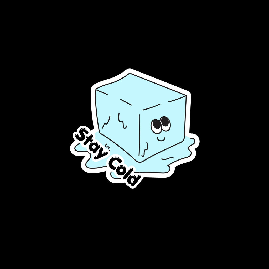 Water Bottle Sticker, Stay Cold Melting Ice Cube, Minimalist Chill Vinyl Decal