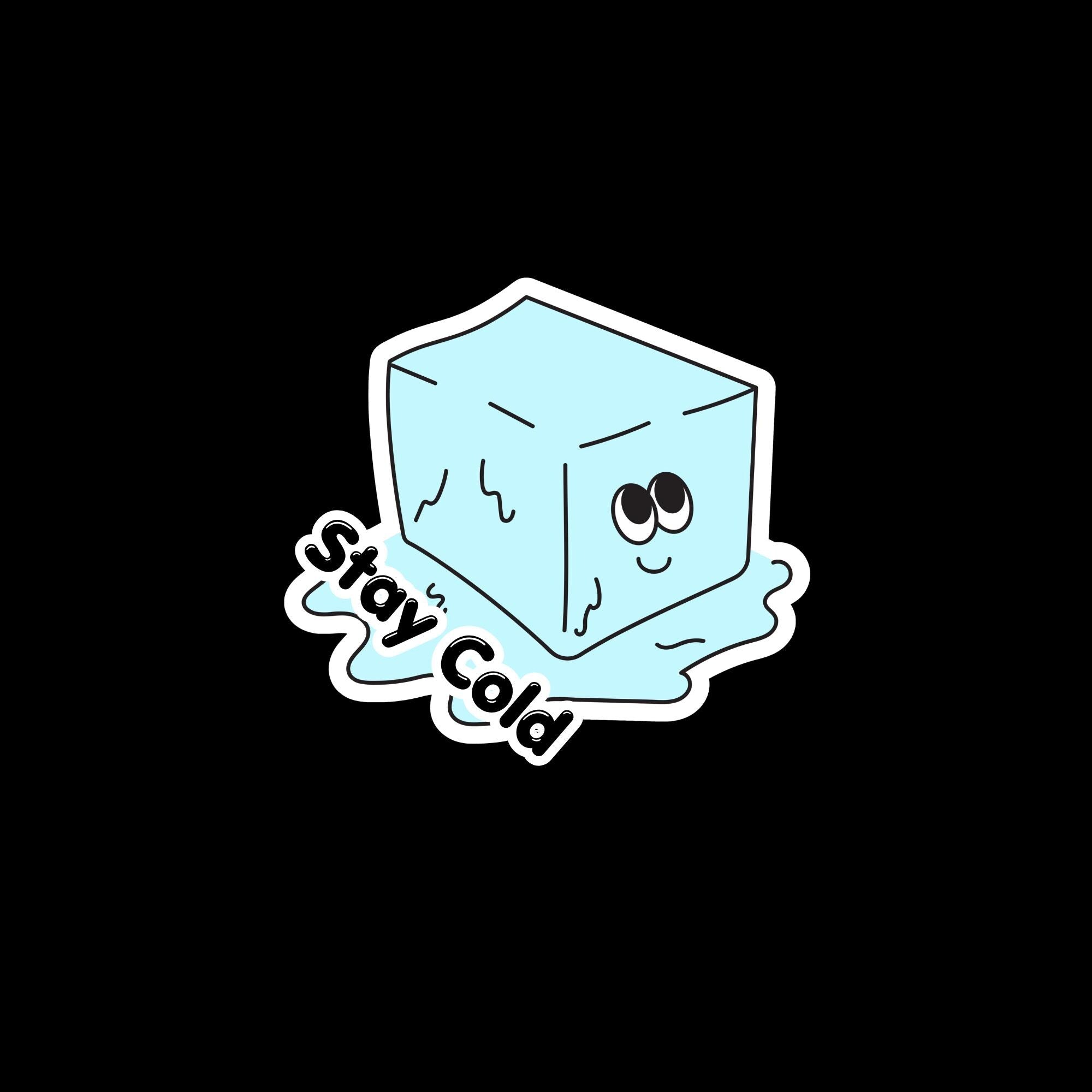 Water Bottle Sticker, Stay Cold Melting Ice Cube, Minimalist Chill Vinyl Decal