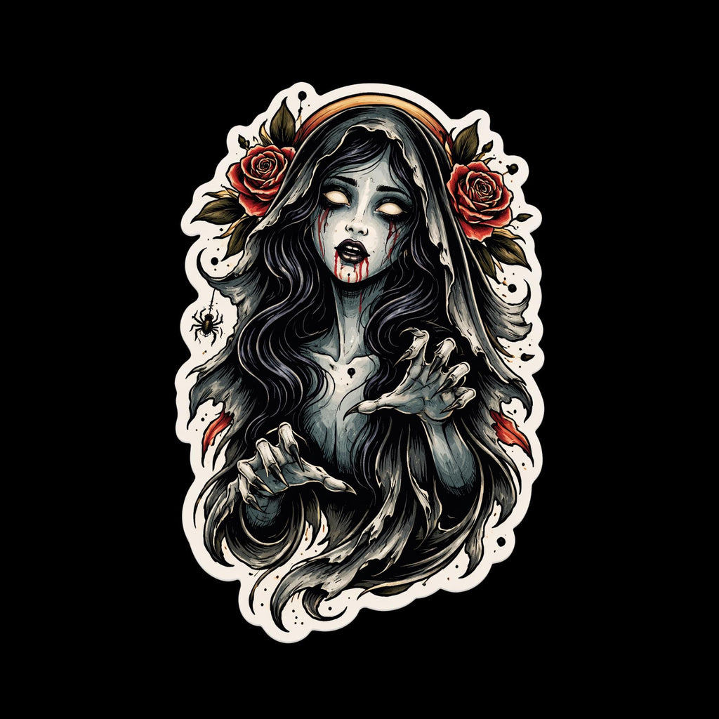 Horror Sticker, Banshee, Traditional Gothic Horror Decal, Spooky Folklore Vinyl Art