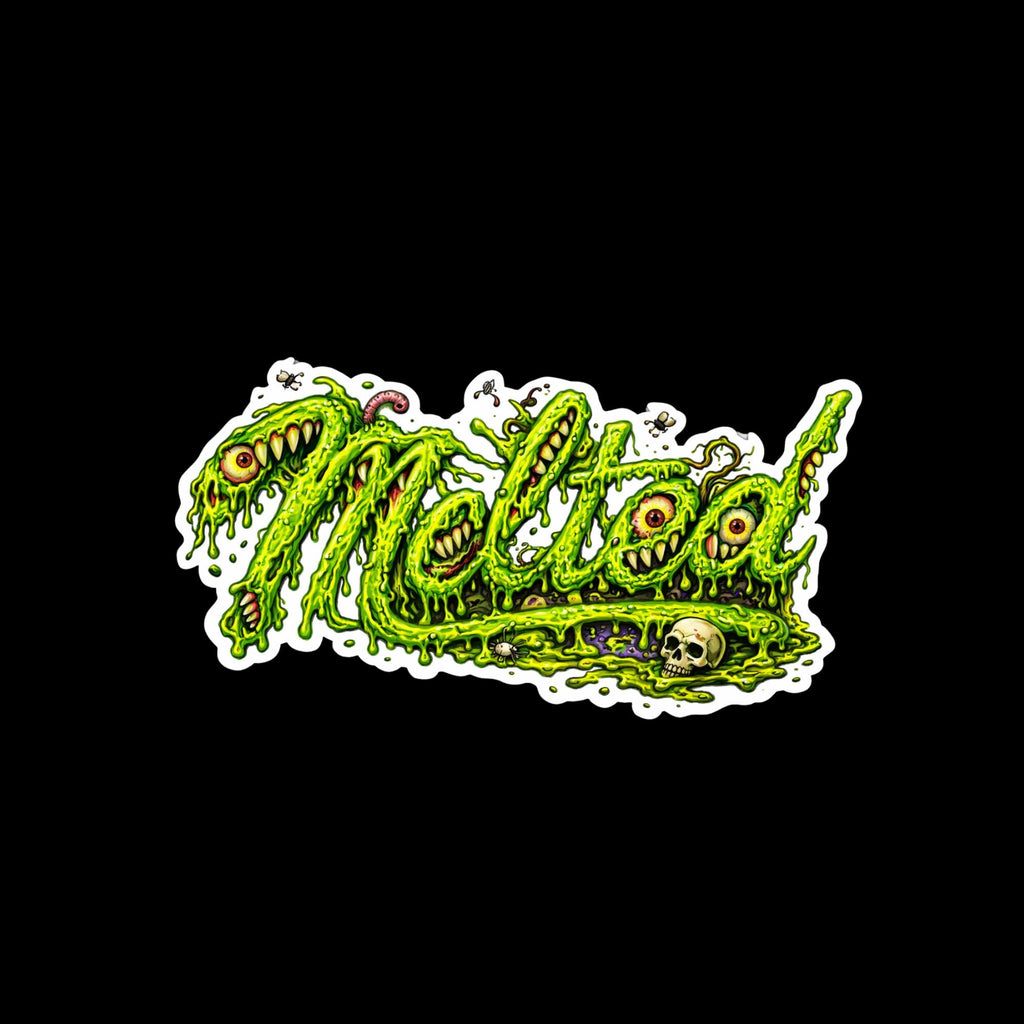 Water Bottle Sticker, Mutant Melted Logo, Dripping Typography Vinyl Decal, Trippy Surreal Design