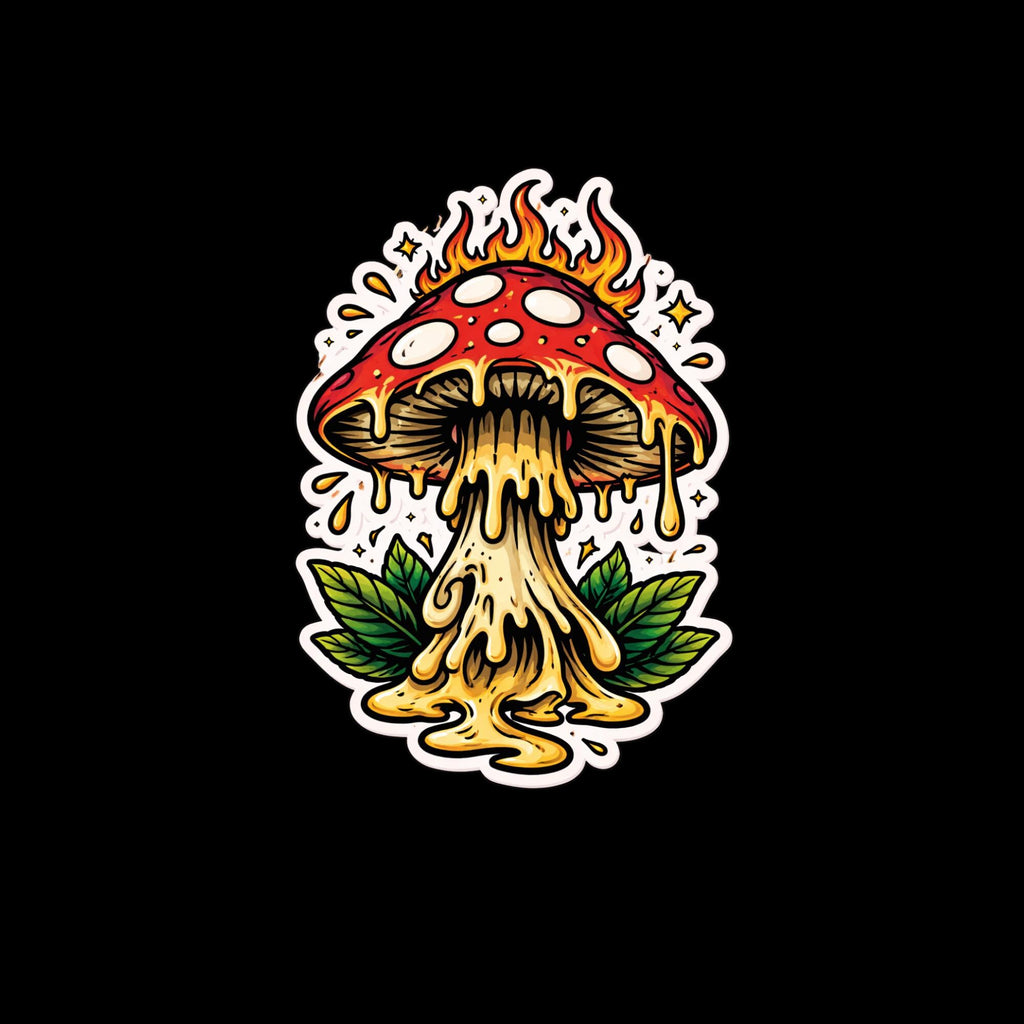 Water Bottle Sticker Melted Mushroom, Trippy Psychedelic Drip Decal, Mystical Nature Vinyl (Waterproof)