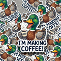 Coffee Lover, Funny Mallard Duck Sticker: Yelling Meme Decal for Coffee Lovers