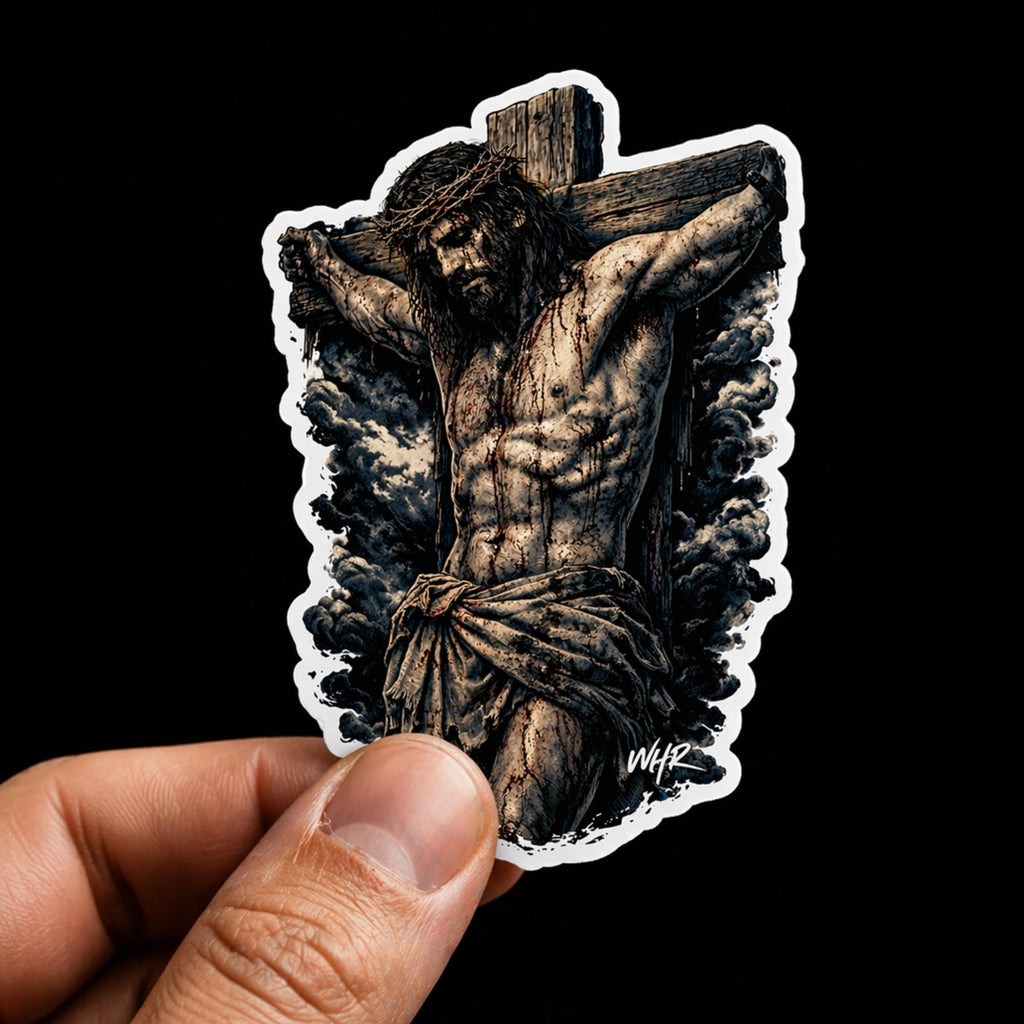 Jesus Crucifixion Sticker: Christian Faith, Religious Cross Art, Waterproof Vinyl Decal