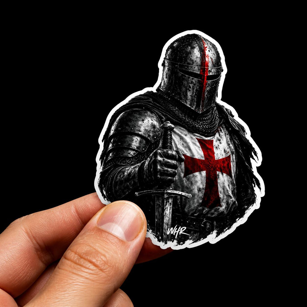 Crusader Knight Templar Cross Vinyl Sticker, Medieval Warrior Faith Decal (Waterproof)
