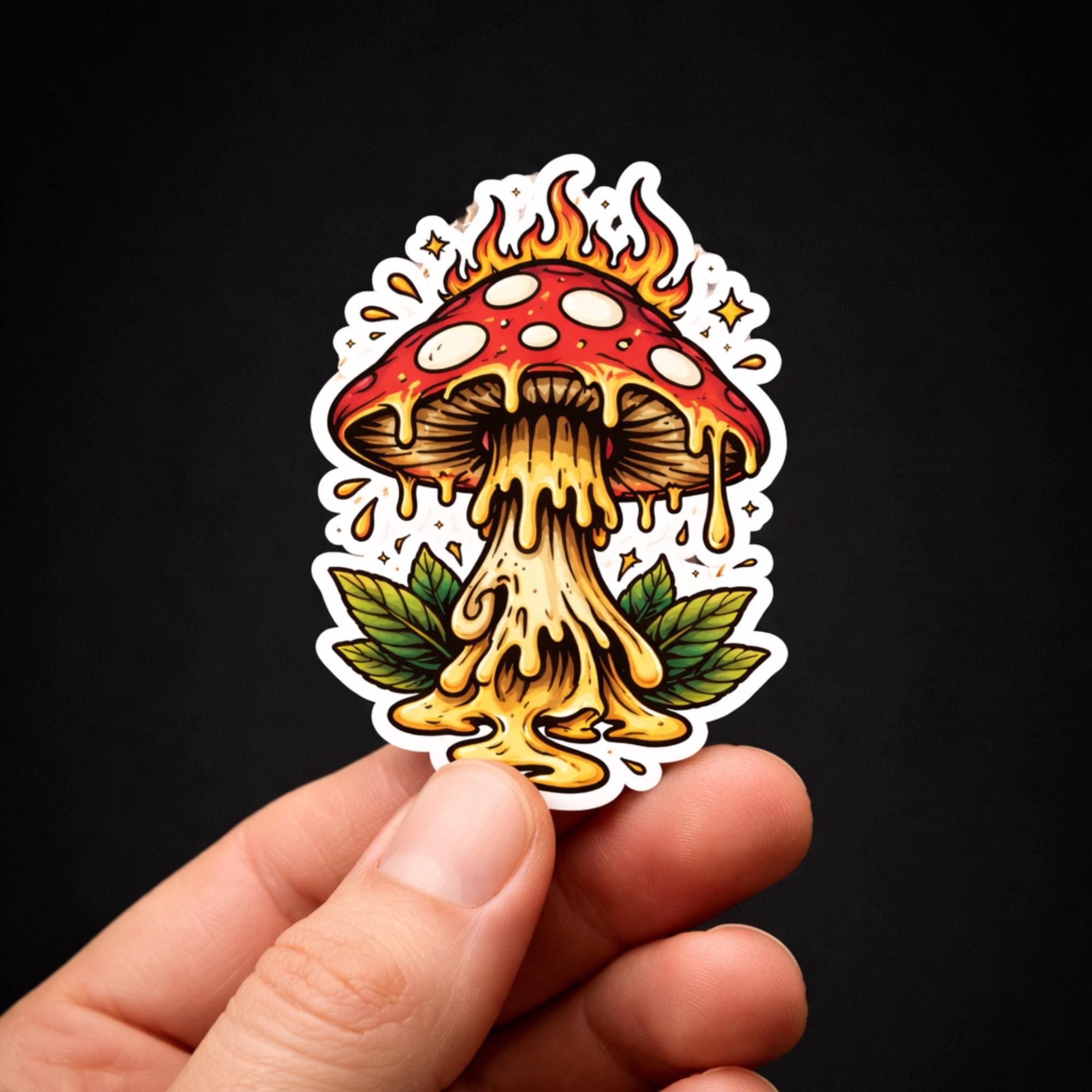 Water Bottle Sticker Melted Mushroom, Trippy Psychedelic Drip Decal, Mystical Nature Vinyl (Waterproof)