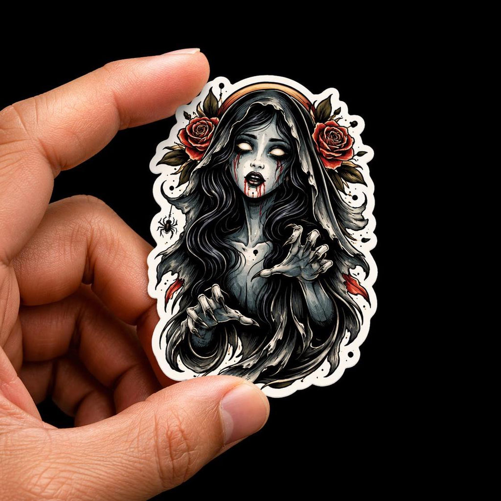 Horror Sticker, Banshee, Traditional Gothic Horror Decal, Spooky Folklore Vinyl Art
