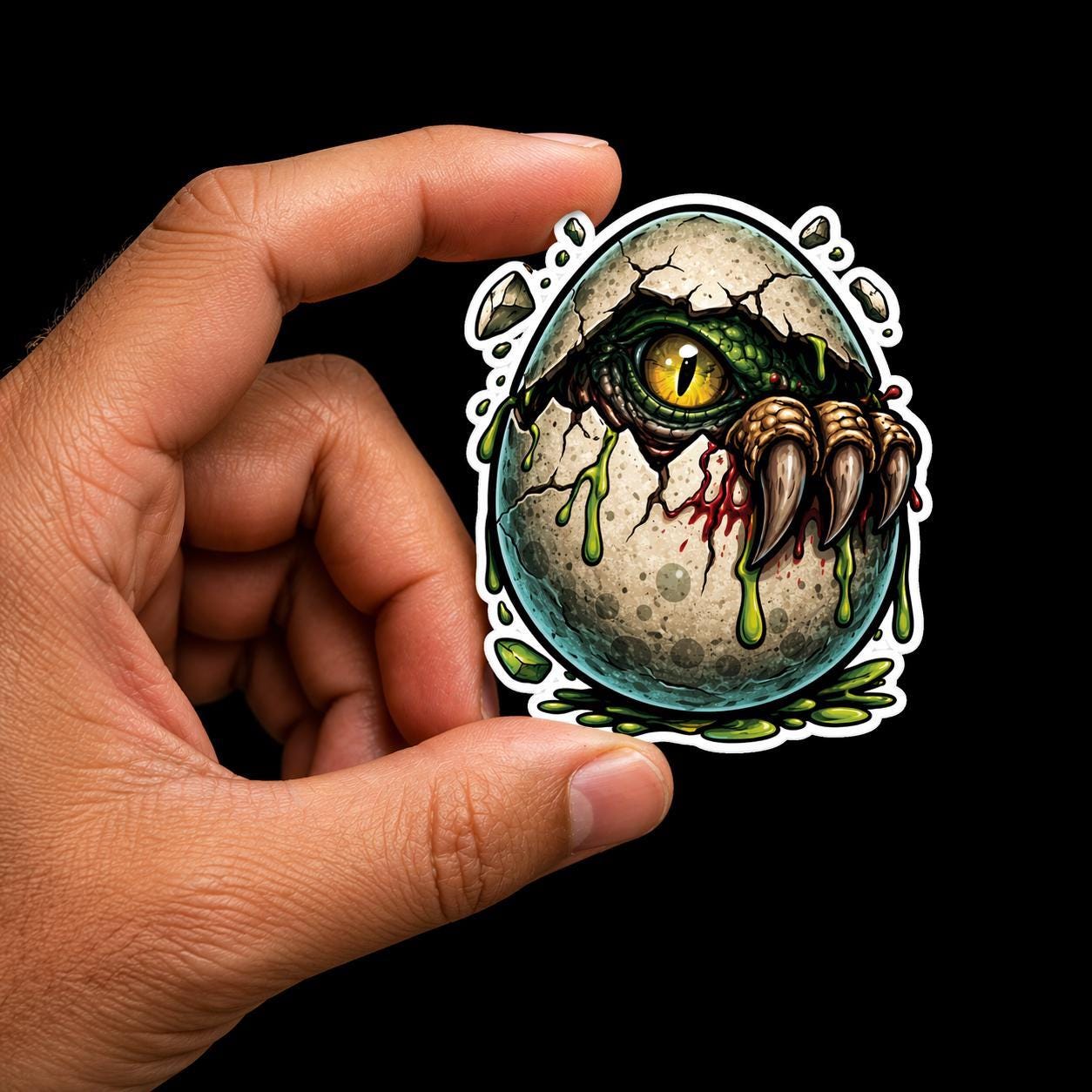 Dinosaur Sticker, Hatching Raptor Egg, Baby Dinosaur Vinyl Decal, Jurassic Velociraptor Claws