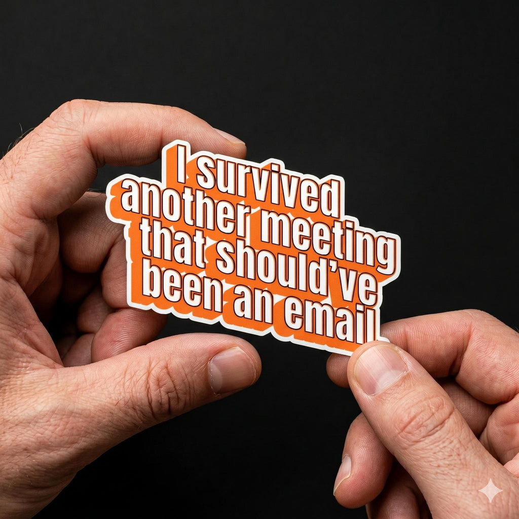 Laptop Sticker, Sarcastic Meeting Humor Sticker, Office Decal, Water Bottle Vinyl (2.5" x 2.5")