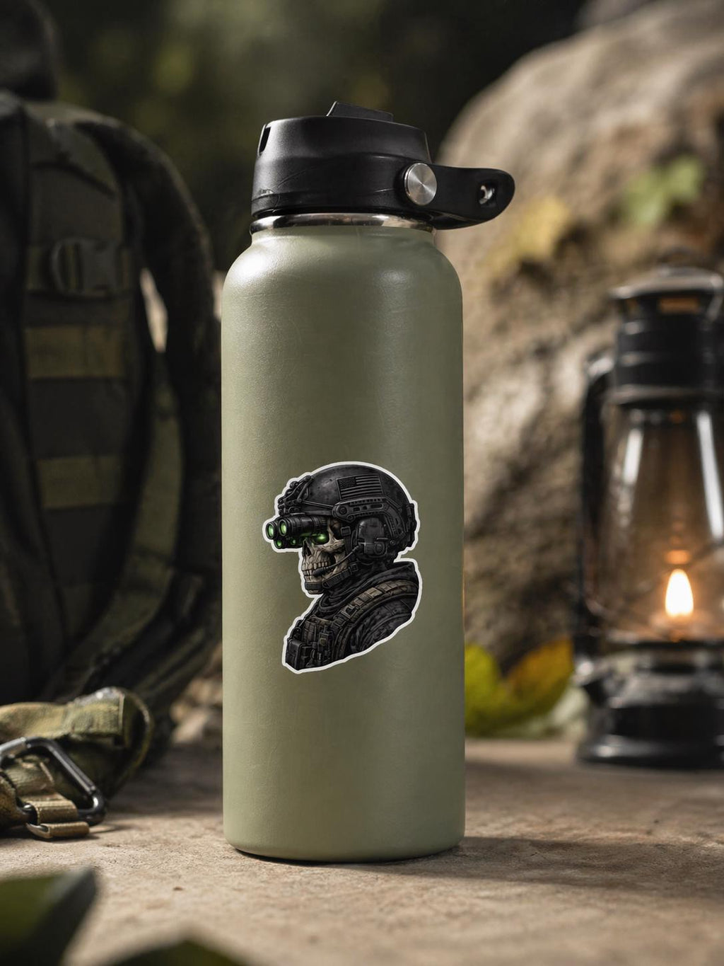 Skull Sticker, Tactical Soldier: Special Ops Helmet Decal, Military Vinyl Art (2.5" x 2.5")