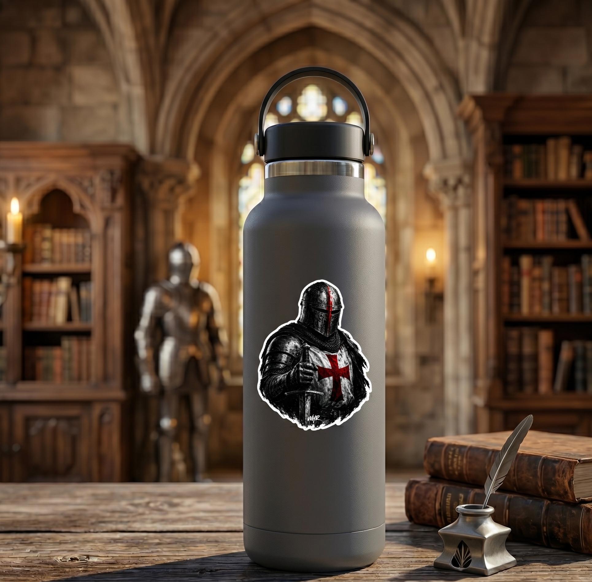 Crusader Knight Templar Cross Vinyl Sticker, Medieval Warrior Faith Decal (Waterproof)