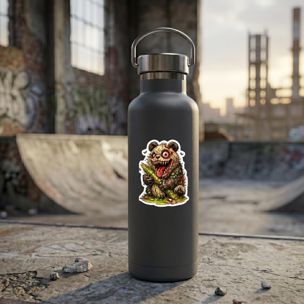 Horror Sticker, Mutant Panda, Creepy Monster Decal, Weird Animal Vinyl Art (2.5"x2.5")