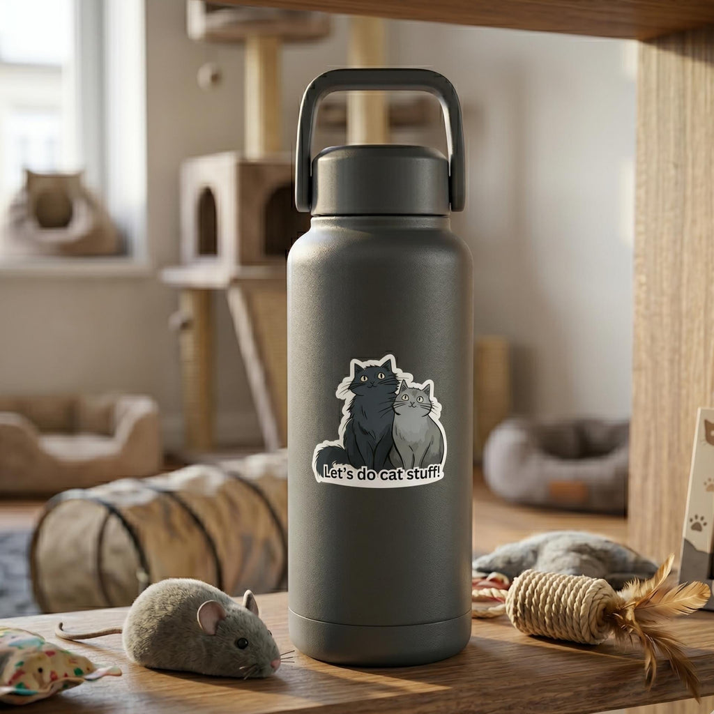Cat Lover Gift, Let's Do Cat Stuff Sticker, Playful Cats, Waterproof Vinyl Decal