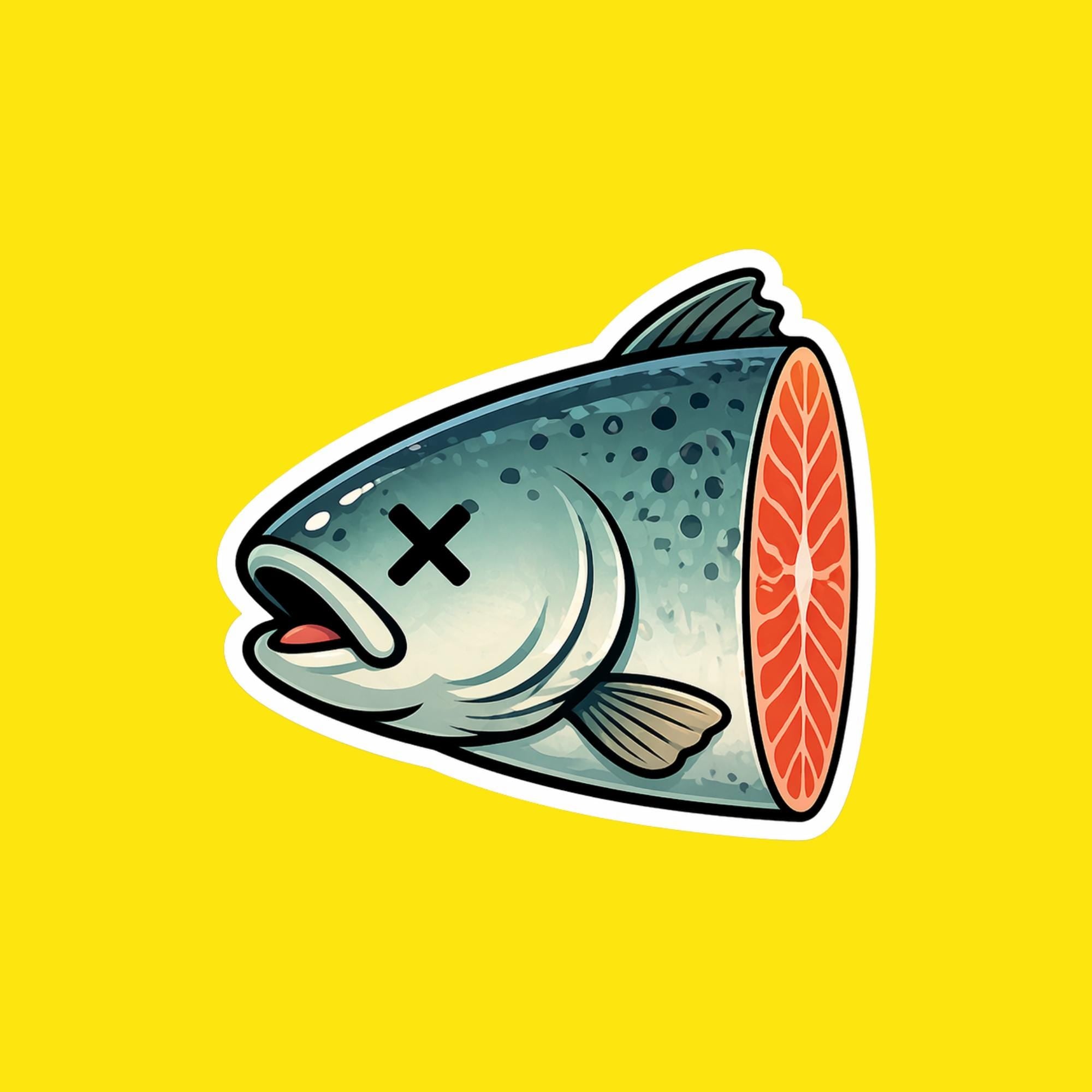 Water Bottle Sticker, Funny Dead Fish, Fishing Gift, Salmon Vinyl Decal, Dark Humor Fish, Waterproof, Fishing Joke, tackle box