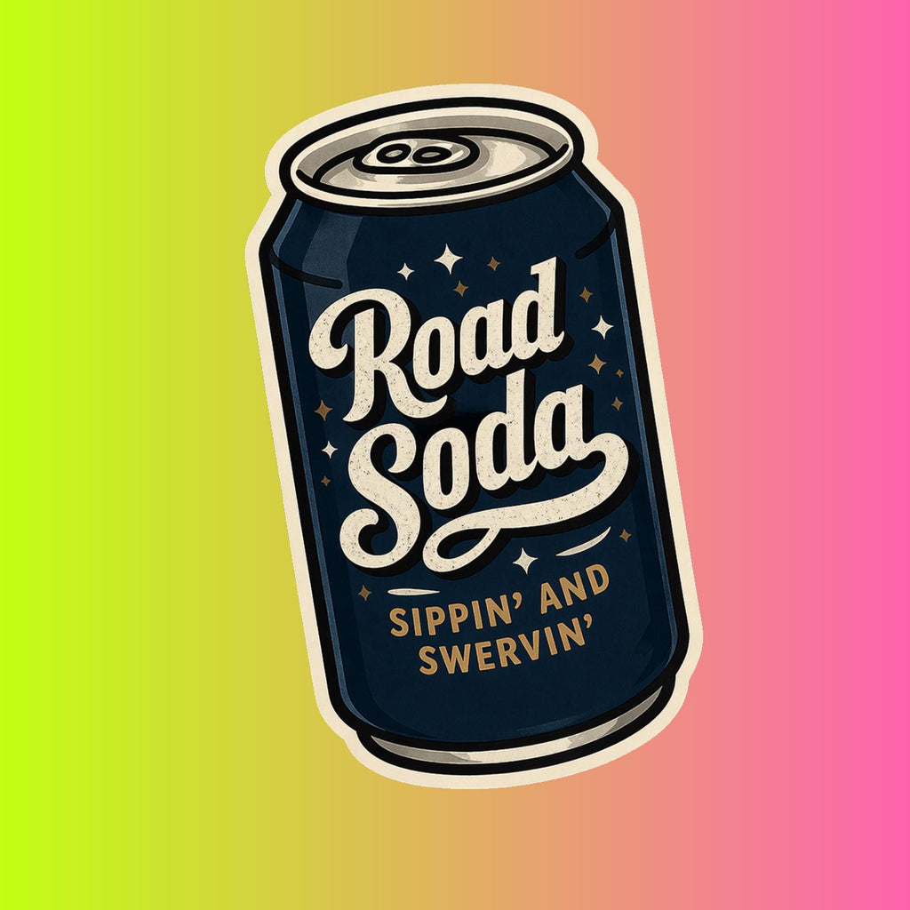 Road Soda Beer Can Sticker, Vintage Humor Decal (Waterproof)