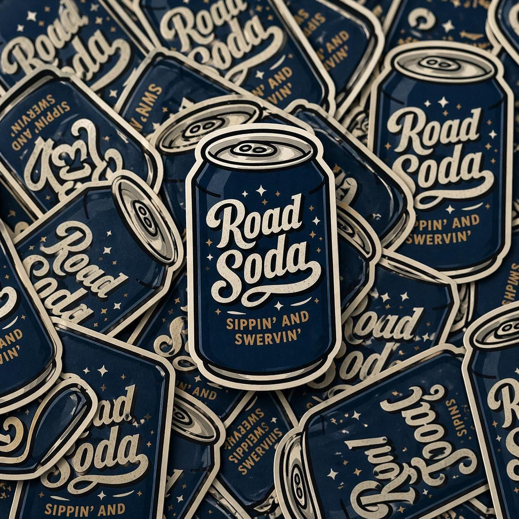 Road Soda Beer Can Sticker, Vintage Humor Decal (Waterproof)
