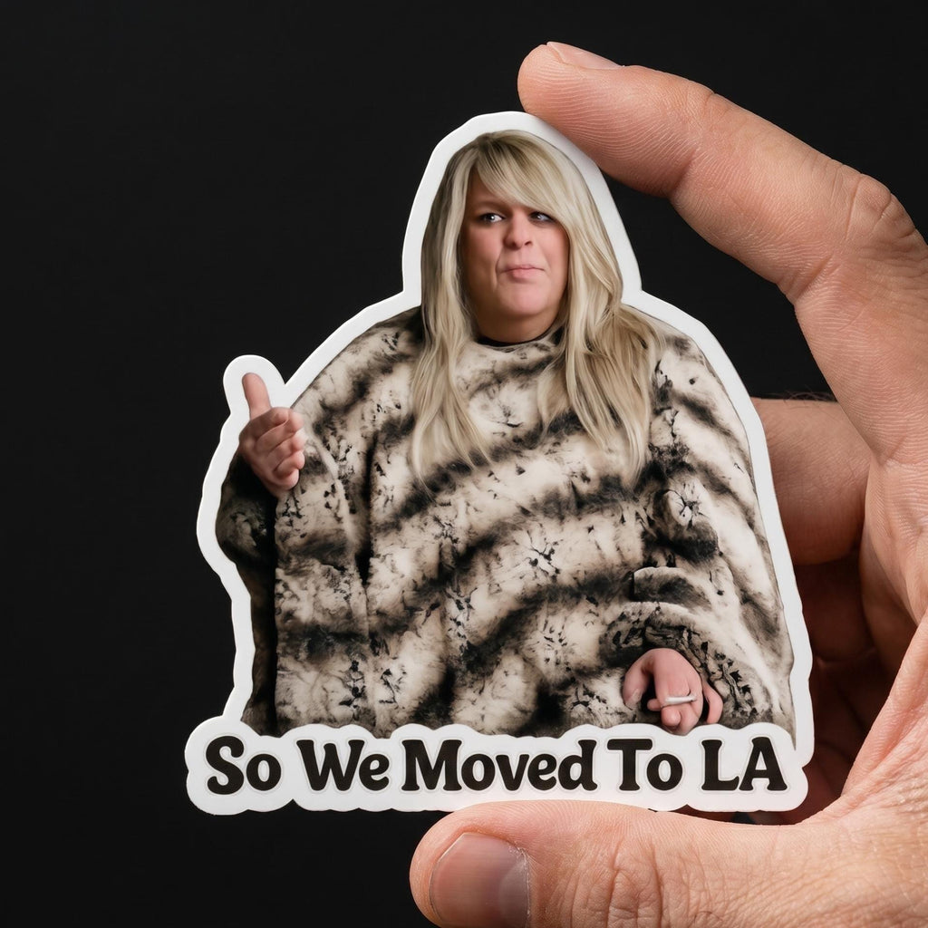 So We Moved To LA Meme Sticker, Waterproof Vinyl Decal, Sarcastic Humor Graphic