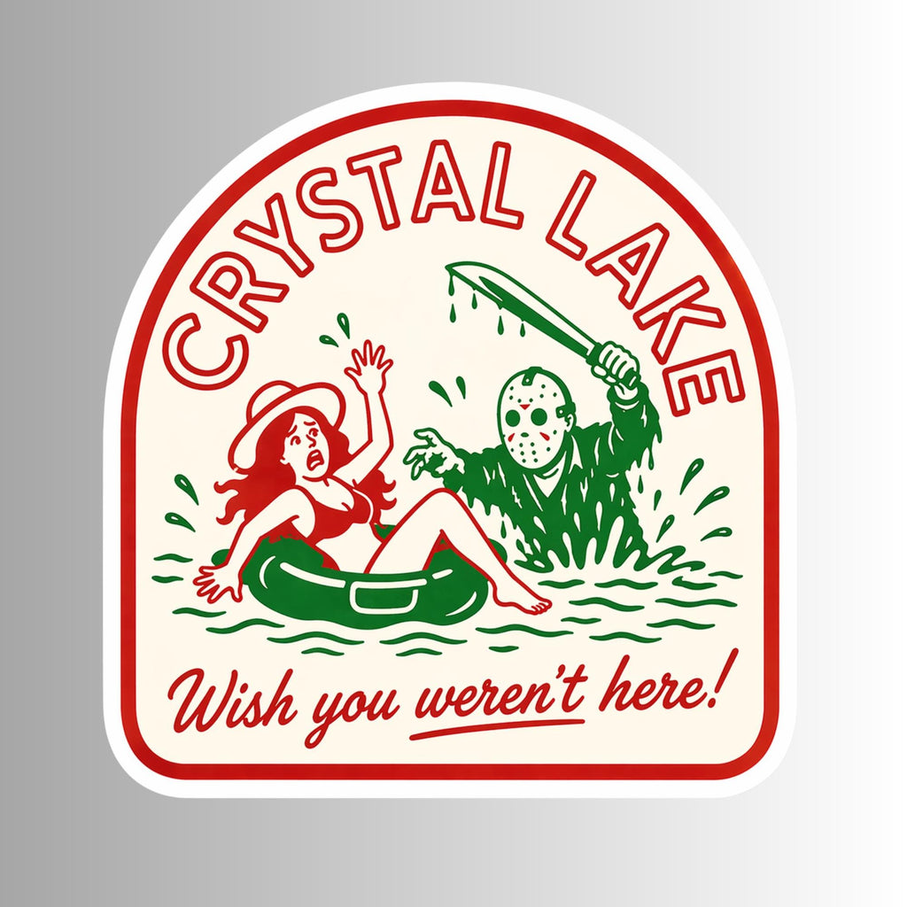 Crystal Lake Horror Sticker, Retro Slasher Movie Decal, Waterproof Vinyl (2.5 inch)