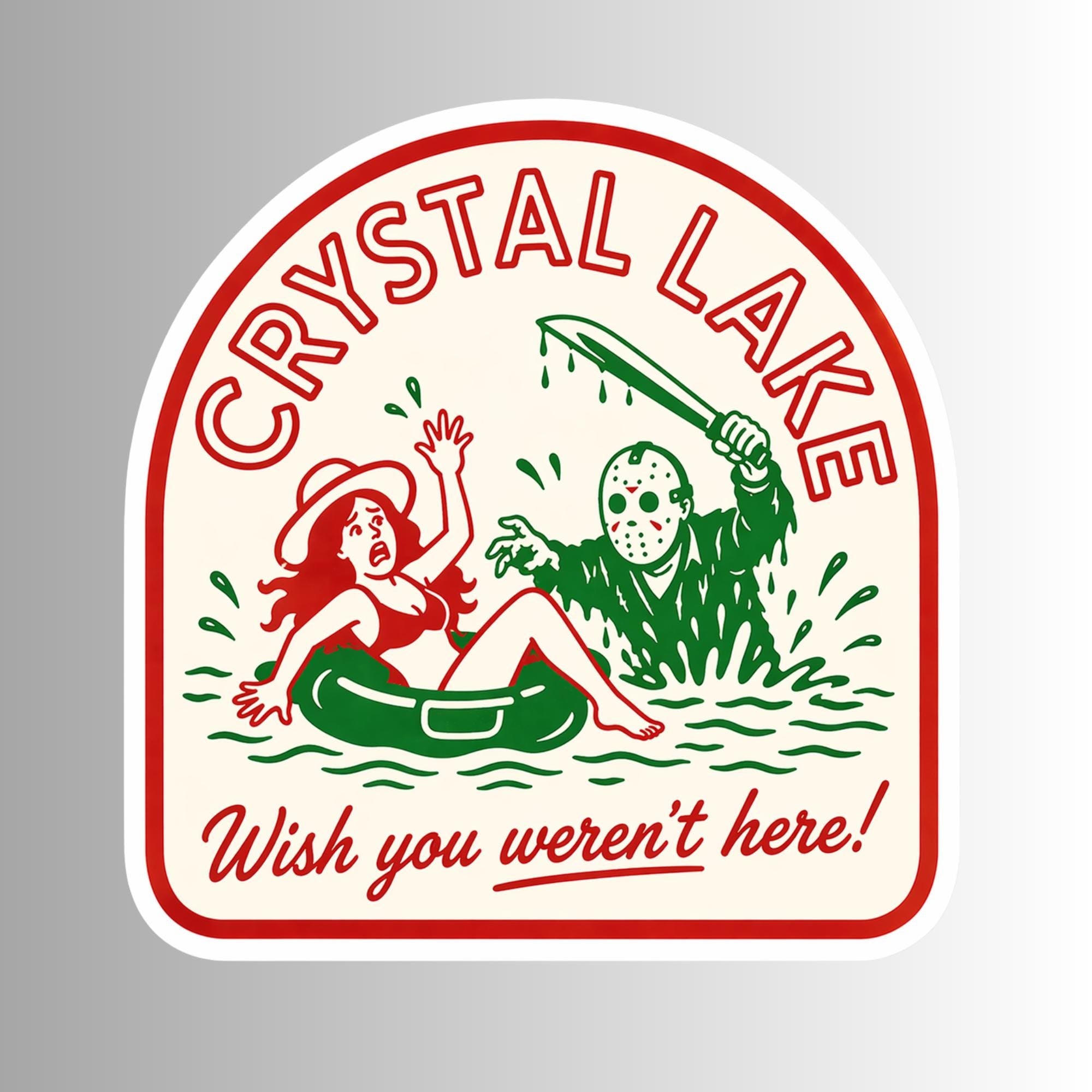 Crystal Lake Horror Sticker, Retro Slasher Movie Decal, Waterproof Vinyl (2.5 inch)