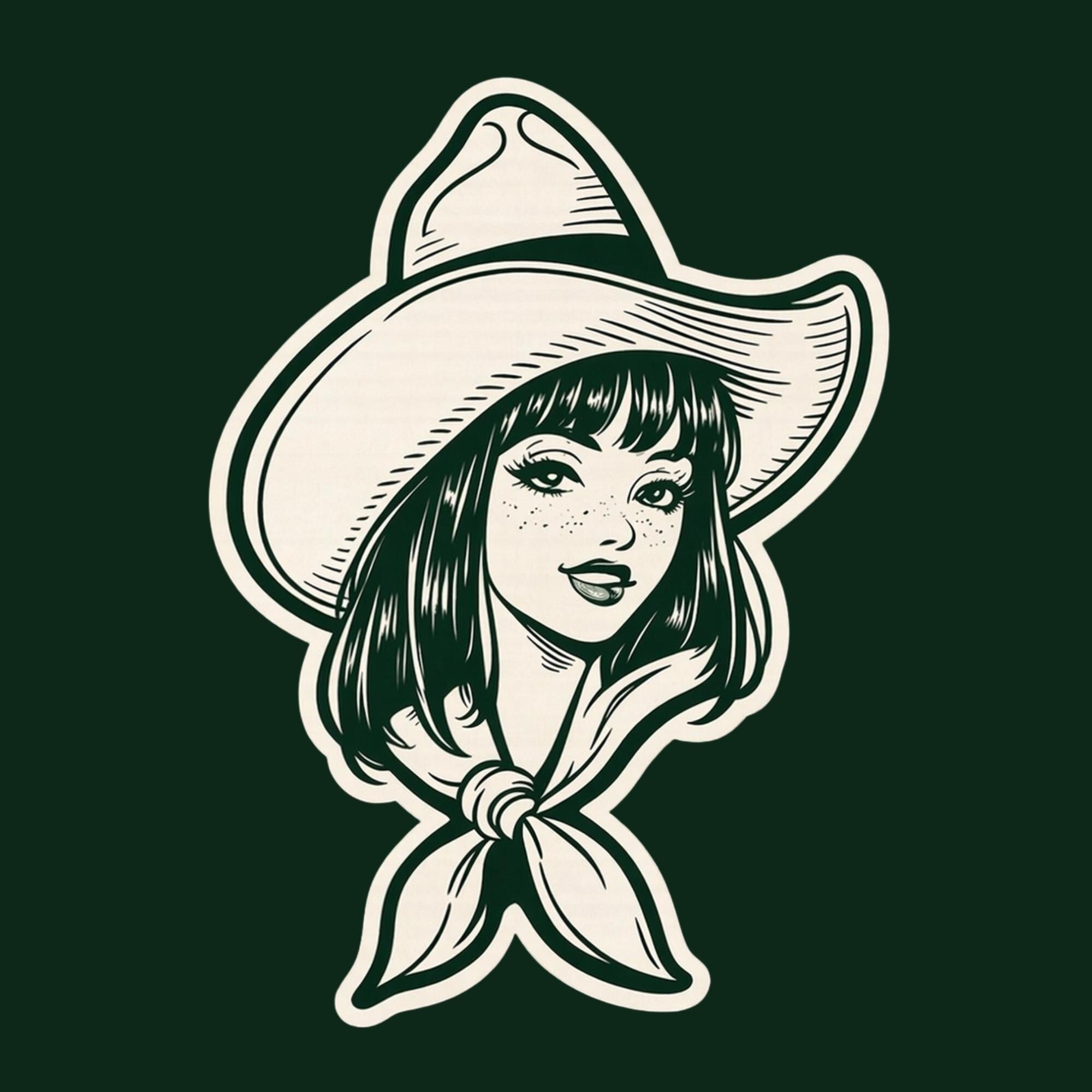 Vintage Cowgirl Vinyl Sticker, Retro Western Hat Decal, Waterproof Country Style
