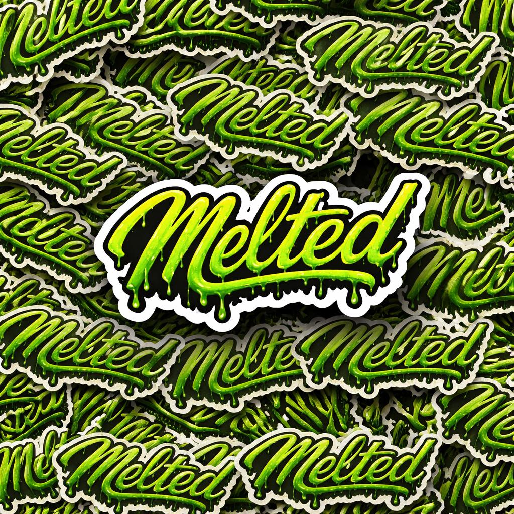 Water Bottle Sticker Neon Green Melting Logo Decal, Drip Effect Vinyl